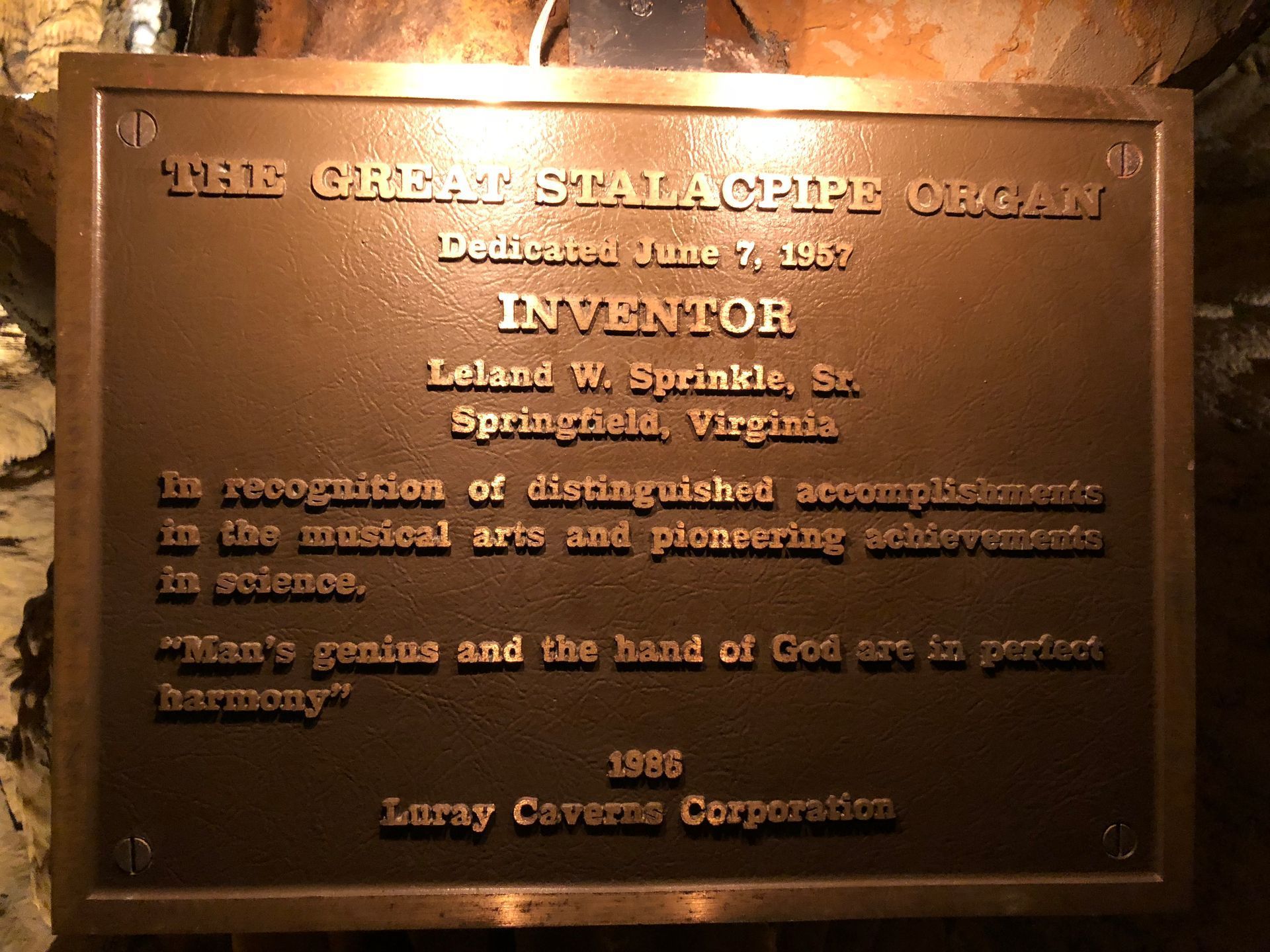 Bronze plaque: 