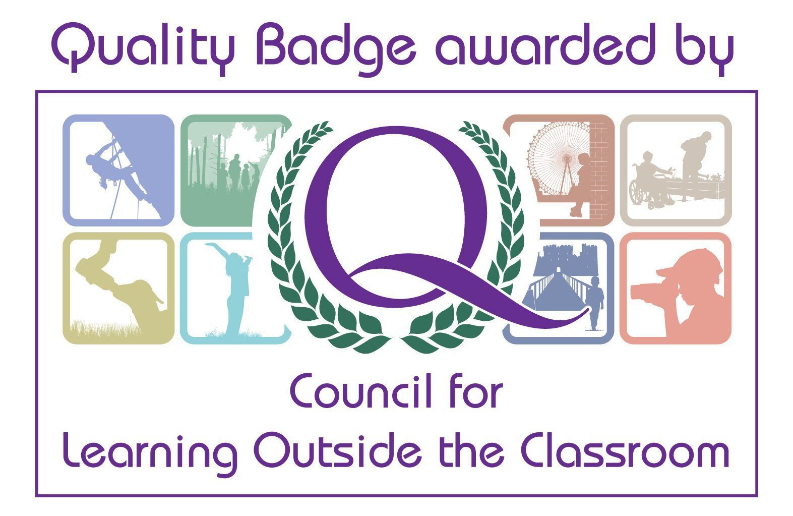 Quality Badge logo from Council for Learning Outside the Classroom: purple 