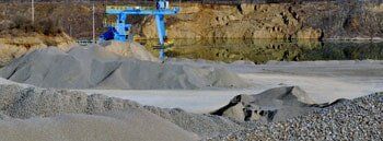 Panoramic view of gravel heaps Panoramic view of gravel heaps