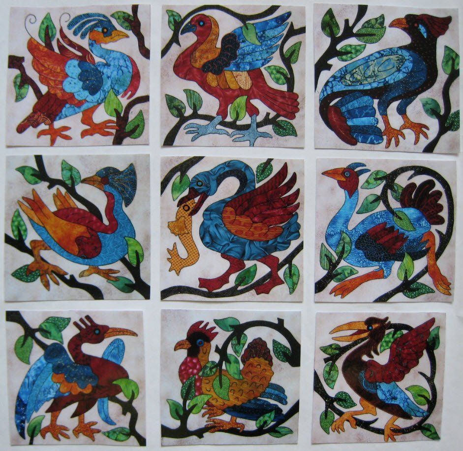 Nine Wacky Birds Pattern, Suzanne Marshall Quilt Maker