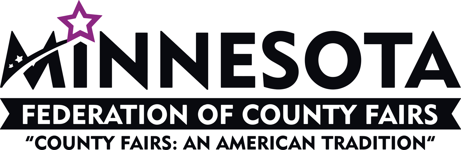Minnesota Federation of County Fairs logo with black text and purple star.