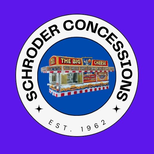 Schroder Concessions logo with a carnival food stand and “Est. 1962” on a purple background
