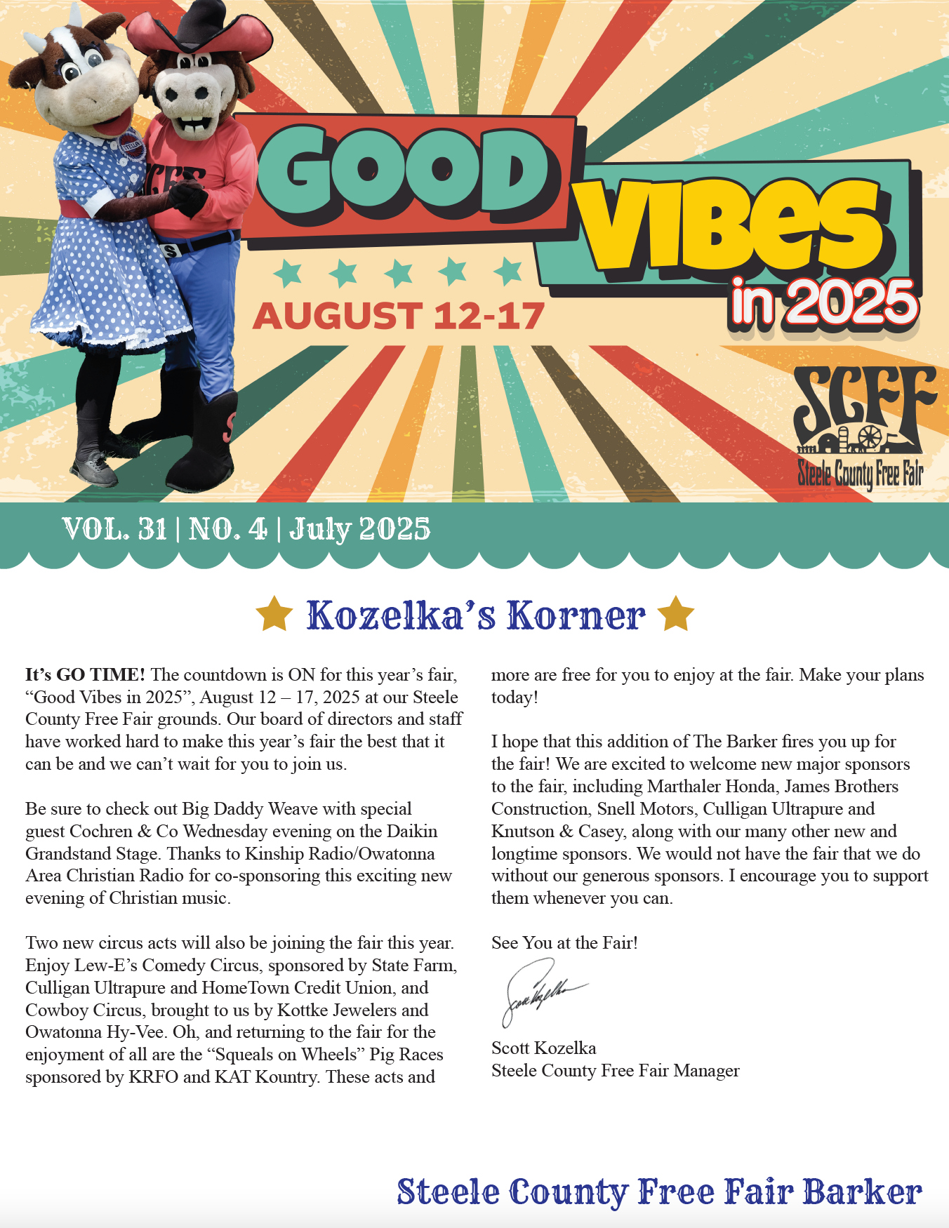 Poster for Good Vibes in 2025 Fair. Features cartoon cow characters, with 