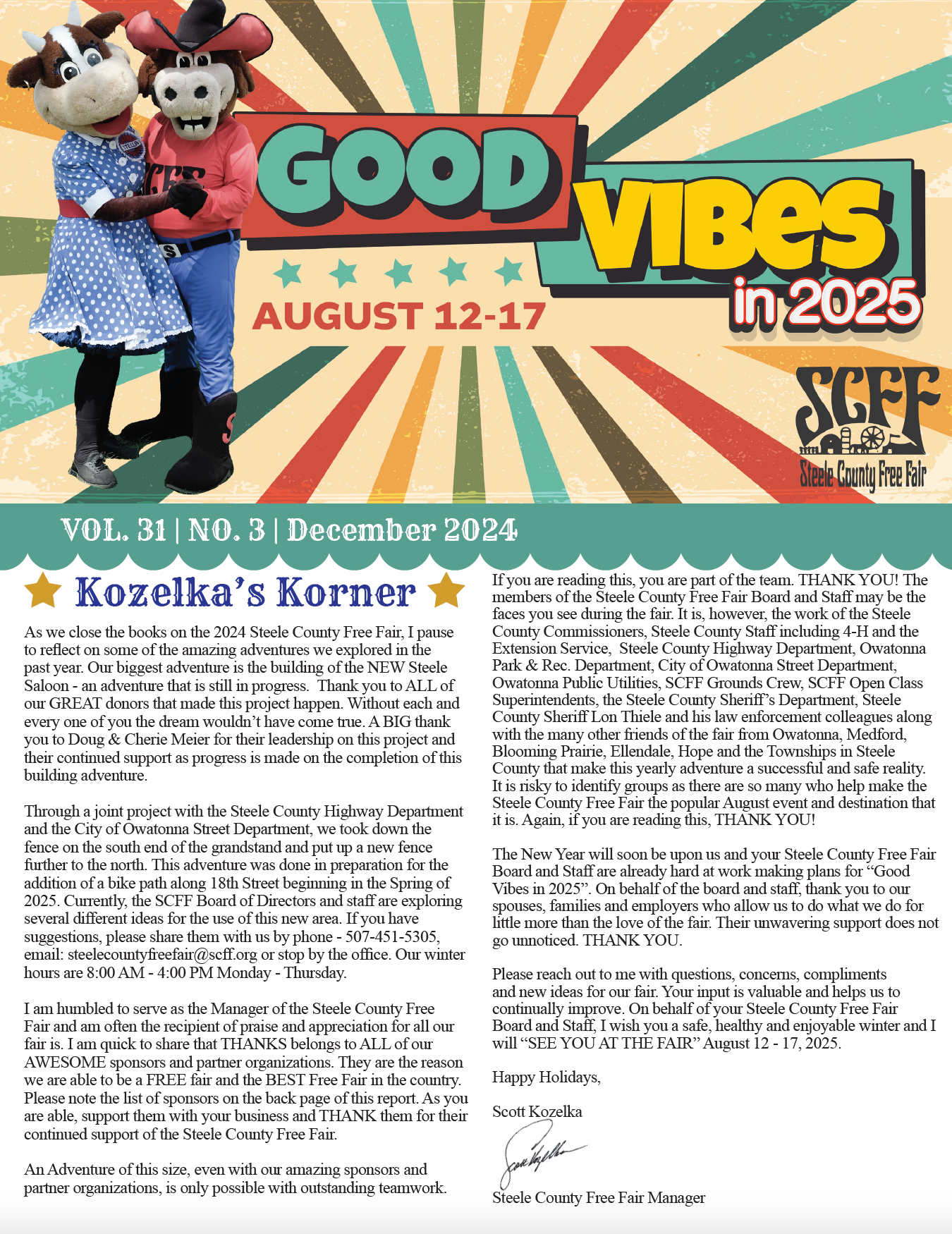 Newsletter with cow mascots, 