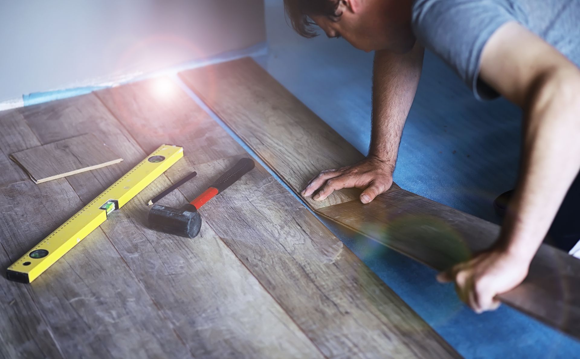 Wooden flooring samples in various light shades, arranged for comparison. Wooden flooring samples in various light shades, arranged for comparison.