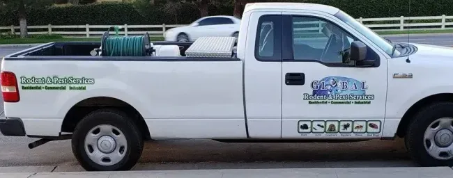 A white truck with the word goose on the side