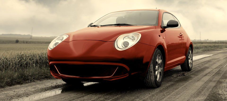 red coloured car