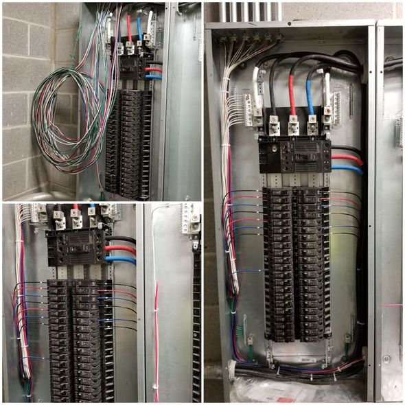 A bunch of wires are connected to a electrical box