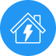 An icon of a house with a lightning bolt on the roof.