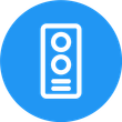 An icon of a speaker in a blue circle.