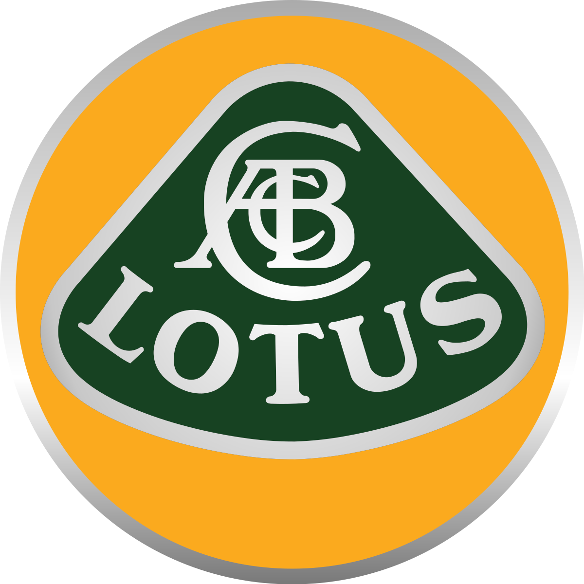 A green and yellow lotus logo on a yellow background