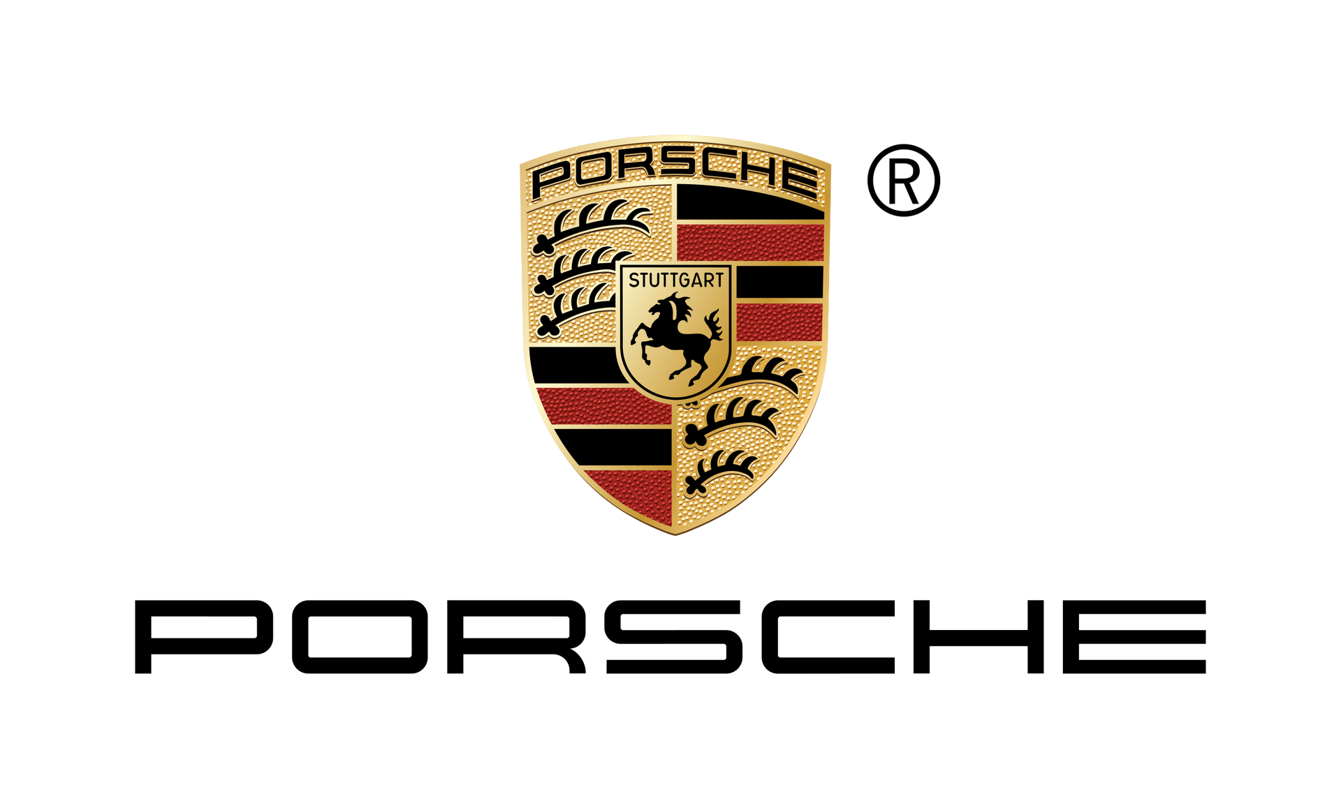 A porsche logo on a white background