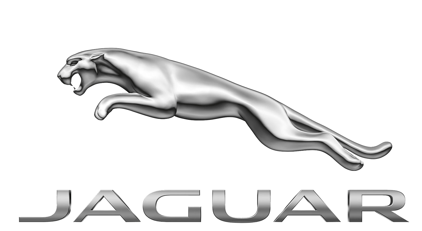 A jaguar logo with a jaguar jumping in the air