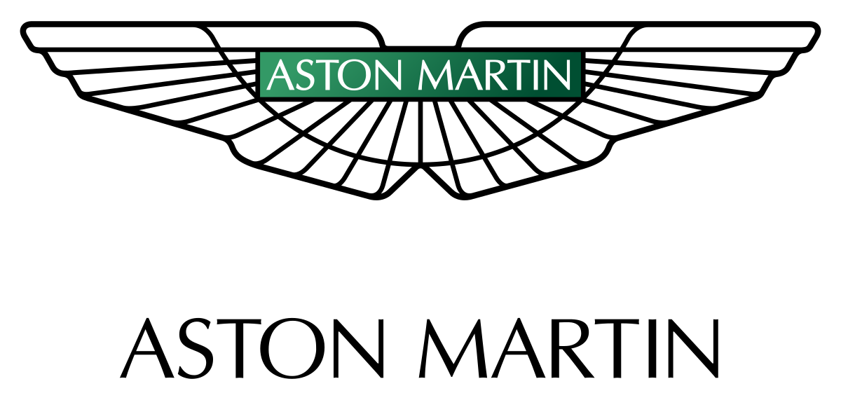 The aston martin logo is shown on a white background