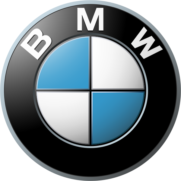 A blue and white bmw logo on a black background