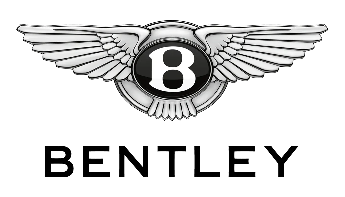 The bentley logo is shown on a white background