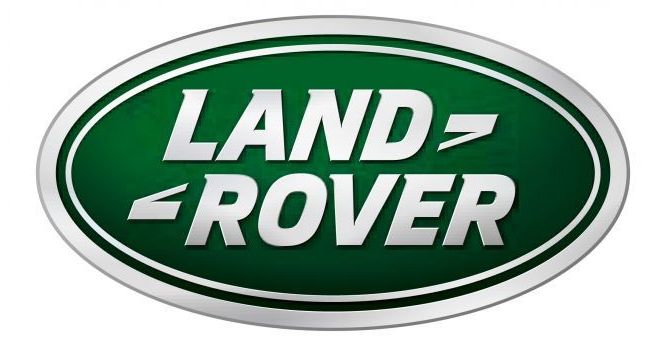 A green and silver land rover logo on a white background