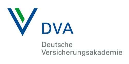 A blue and green logo for dva deutsche versicherungsakademie