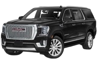 A black ford expedition is parked in a parking lot.