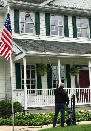 Water fed pole window cleaning