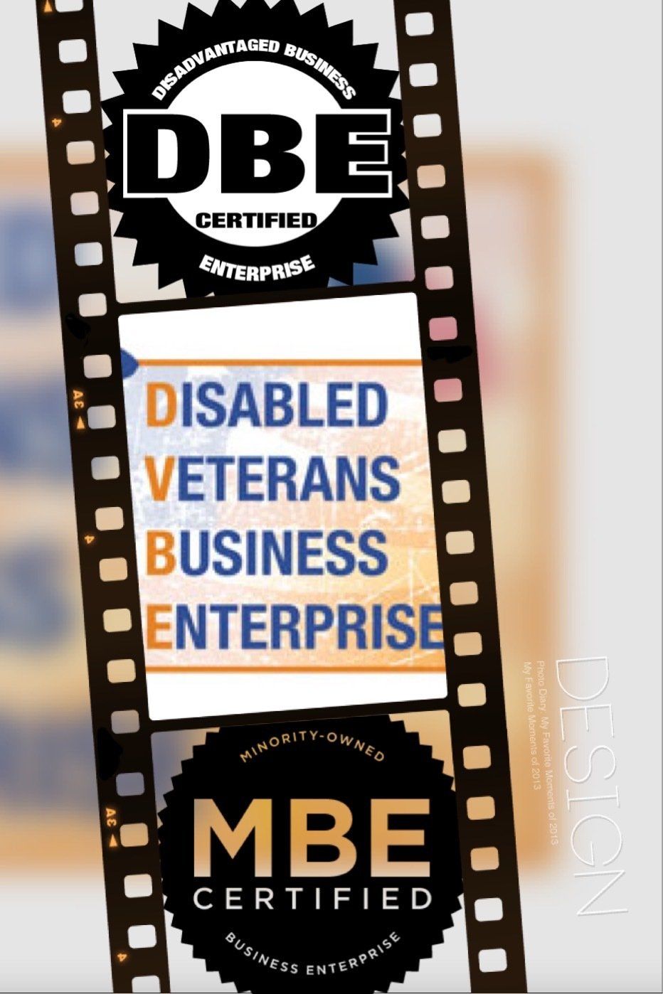 DBE Certified Enterprise graphic: Filmstrip highlighting 