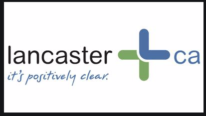 Lancaster CA logo: wordmark, plus sign graphic, tagline 