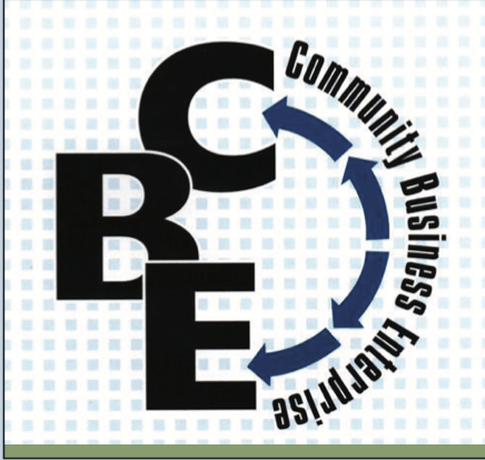 CBE logo: Black letters C, B, E with blue arrows forming a circular cycle and text 