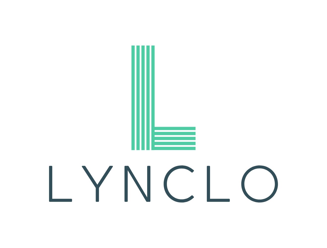 A logo for lynclo with a green letter l on a white background.
