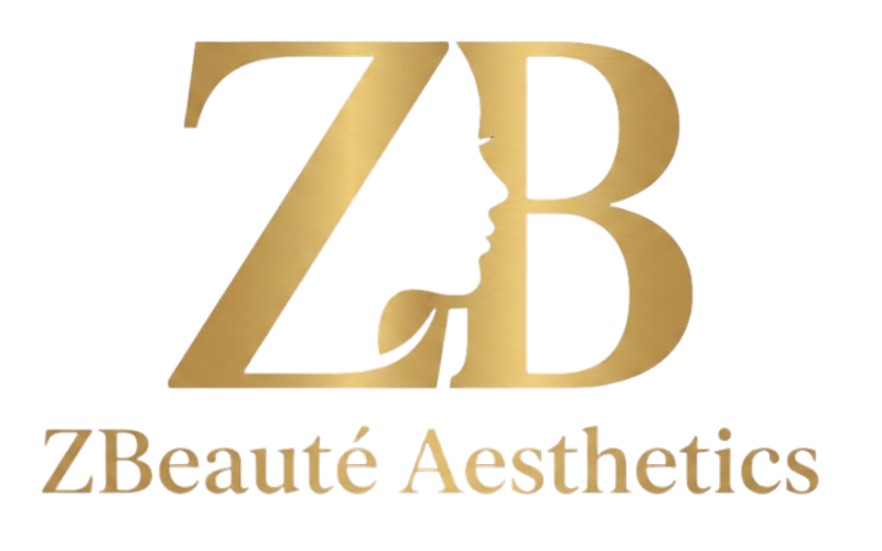 Gold &ldquo;ZB&rdquo; logo with a profile silhouette and the text &ldquo;ZBeaut&eacute; Aesthetics&rdquo; underneath