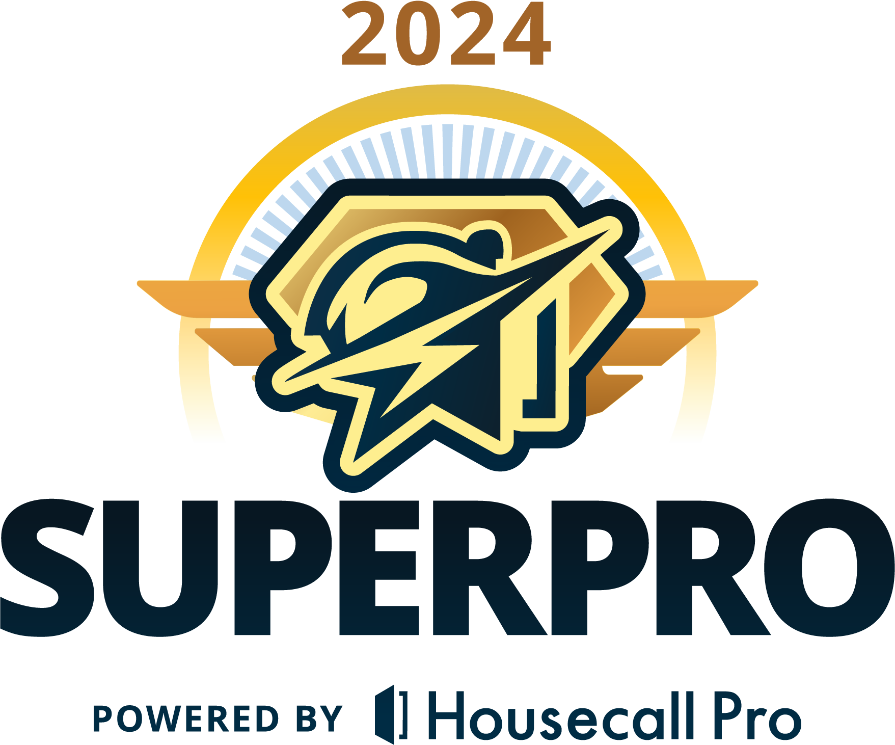 The logo for superpro is powered by housecall pro.