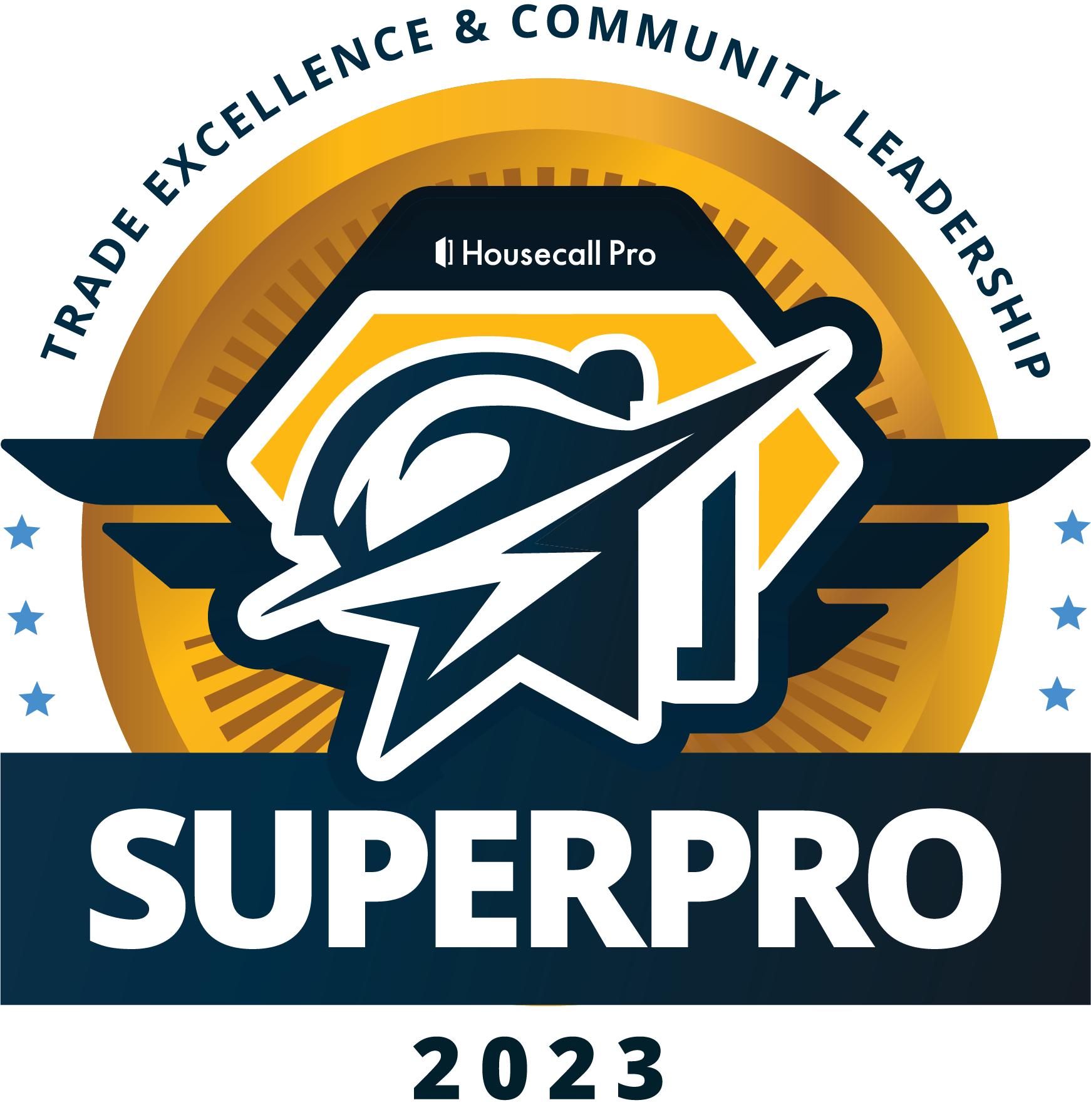 A logo for superpro 2023 trade excellence and community leadership