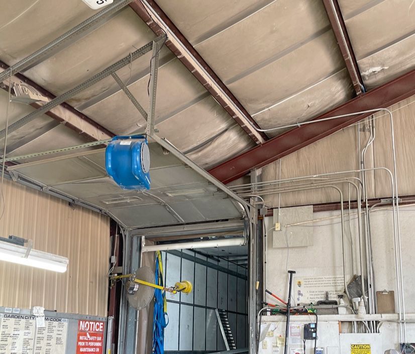 A garage with a sign that says notice on it