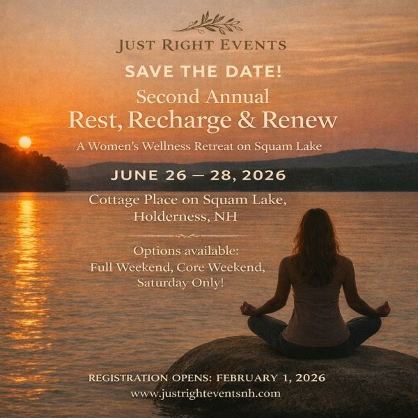 The logo for the squam fest has a sunset in the background