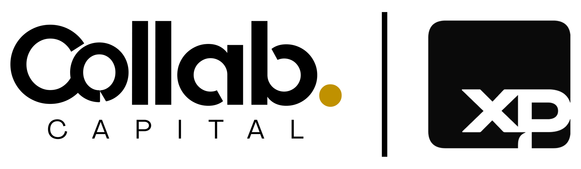 Um logotipo em preto e branco para a Collab Capital XP