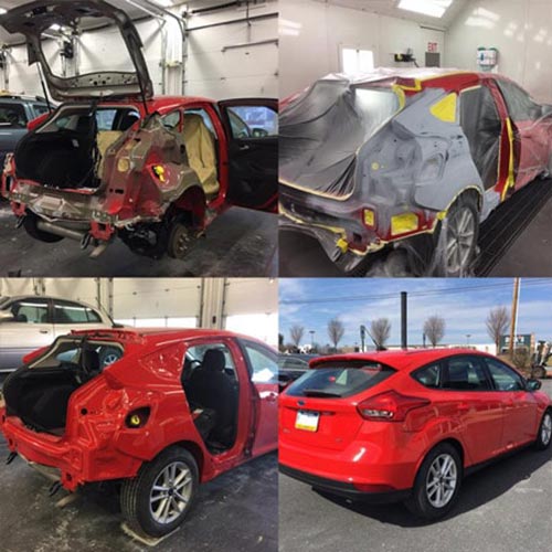 Auto Body Shop — Damaged red car in Camp Hill, PA