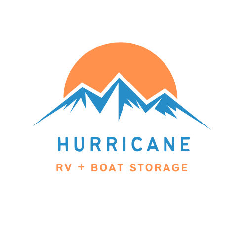 A logo for a company called hurricane rv + boat storage