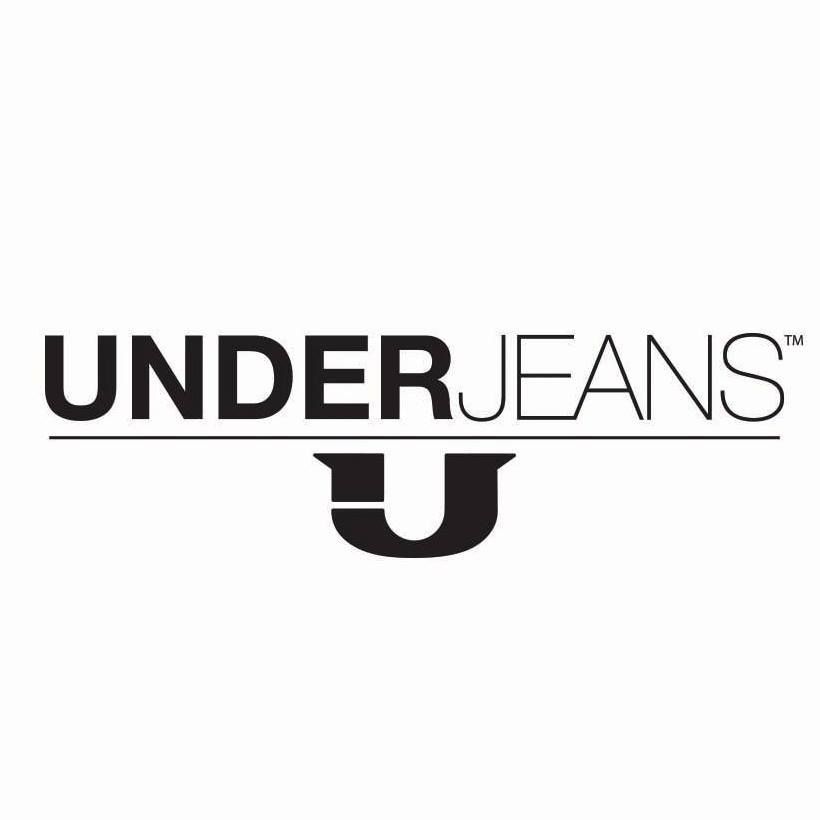 The under jeans logo is black and white and has a u on it.