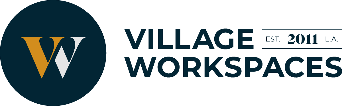 The logo for village workspaces is a circle with a letter w in the middle.