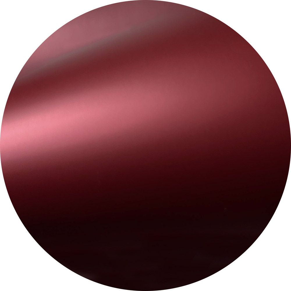 A burgundy circle with a white border on a white background