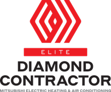 Mitsubishi Electric Diamond Contractor logo with a red hexagonal icon above text on a white background.