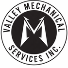 Black and white logo for Valley Mechanical Services Inc. featuring a stylized letter M inside a circular border.