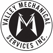 Black and white logo for Valley Mechanical Services Inc. featuring a stylized letter M inside a circular border.