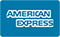 A blue american express logo on a white background.