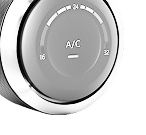A/C control dial with temperature markings 16-32.