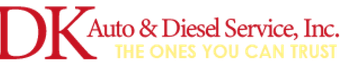 Logo for DK Auto & Diesel Service, Inc. with red 