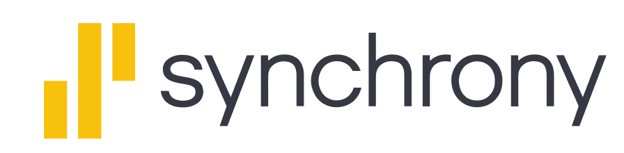 The Synchrony logo: three gold vertical bars to the left, and the word
