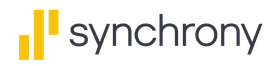 The Synchrony logo: three gold vertical bars to the left, and the word 