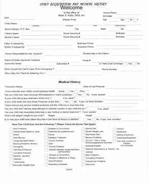 Child And Minor Form — Kamuela, HI — Brian S Kubo, DDS, Inc.