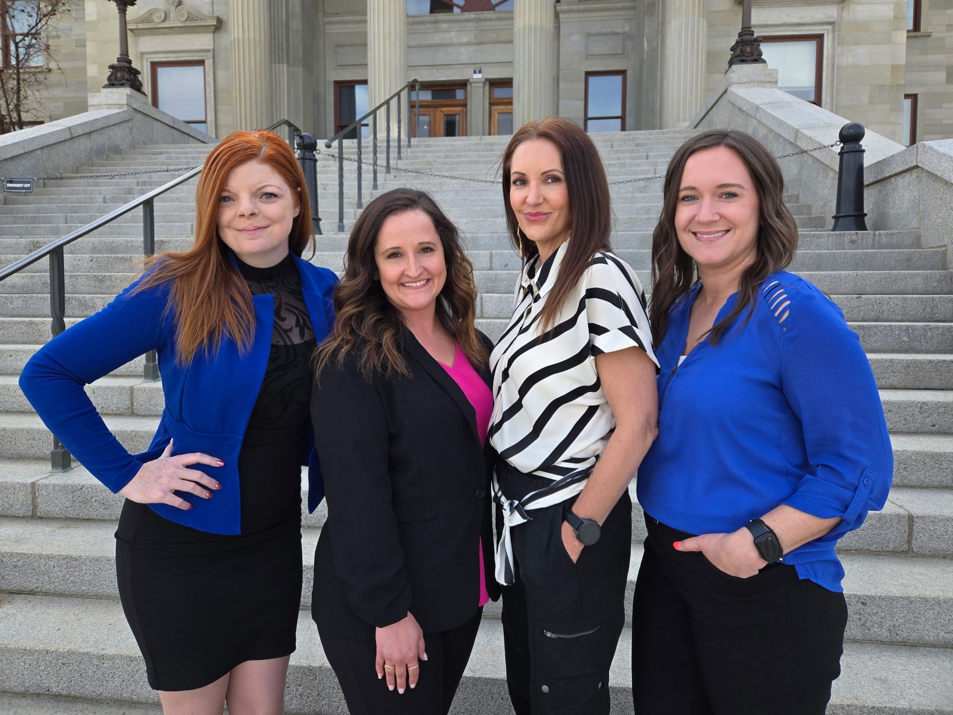 Ashley Braaten, Kalli Wescott, Angela Klein-Hughes, and Mandy Cook at the Montana State Capitol in Helena, MT