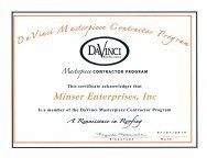 davinci certificate contractor - Minser Enterprises in Fort Wayne, IN